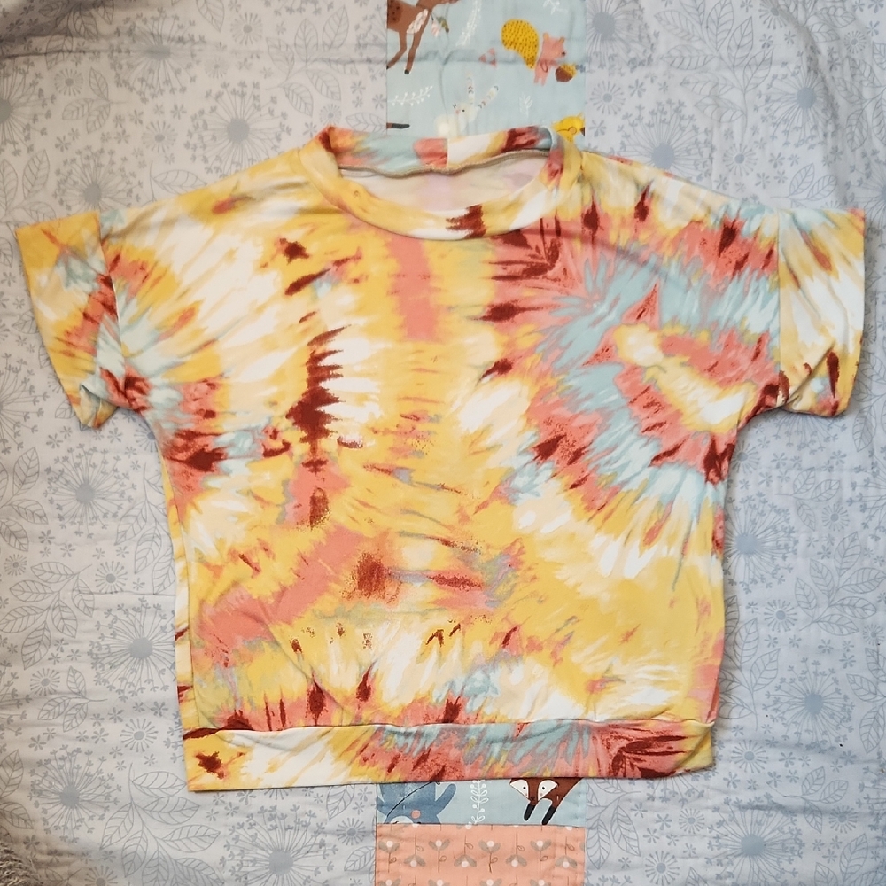 Vibrant Tie-Dye Kids Tee - Yellow, Orange, Blue